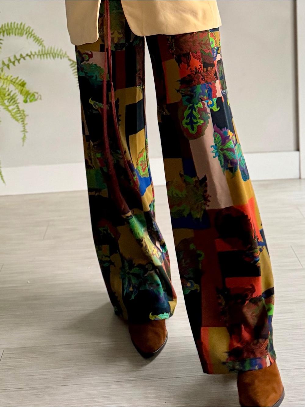 Save The Queen Patchwork Floral Wide-Leg Pants in Multi Colors - Picture 12 of 12